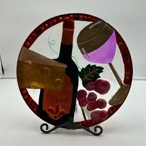Lori Siebert for Sylvestri Platter Vino Wine & Cheese Fused Glass Art Glass NWT